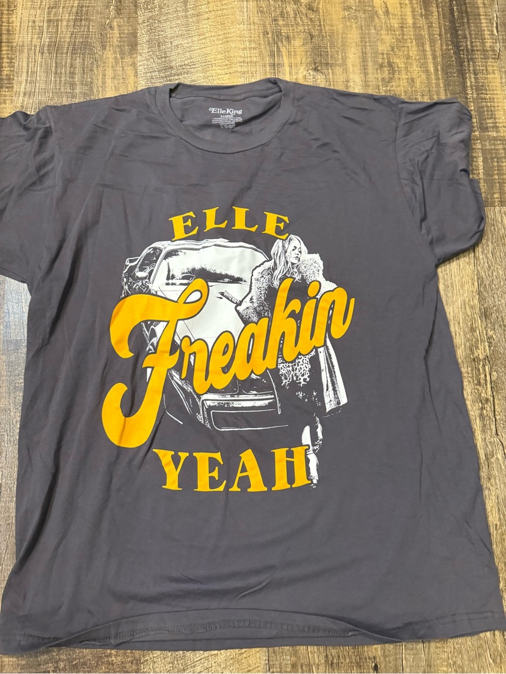 Elle king tour shirt - Charcoal with Yellow Print